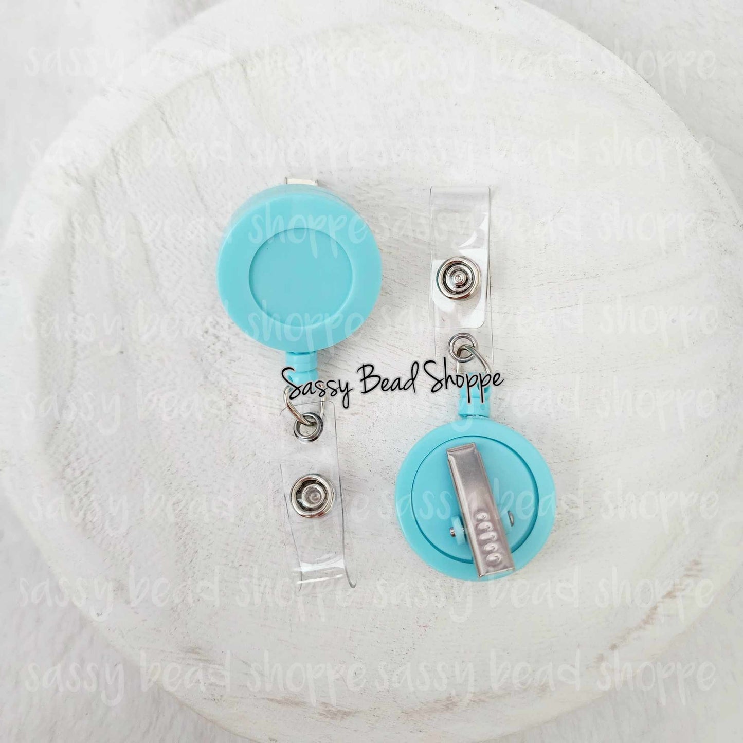 Light Blue Badge Reel - Sassy Bead Shoppe