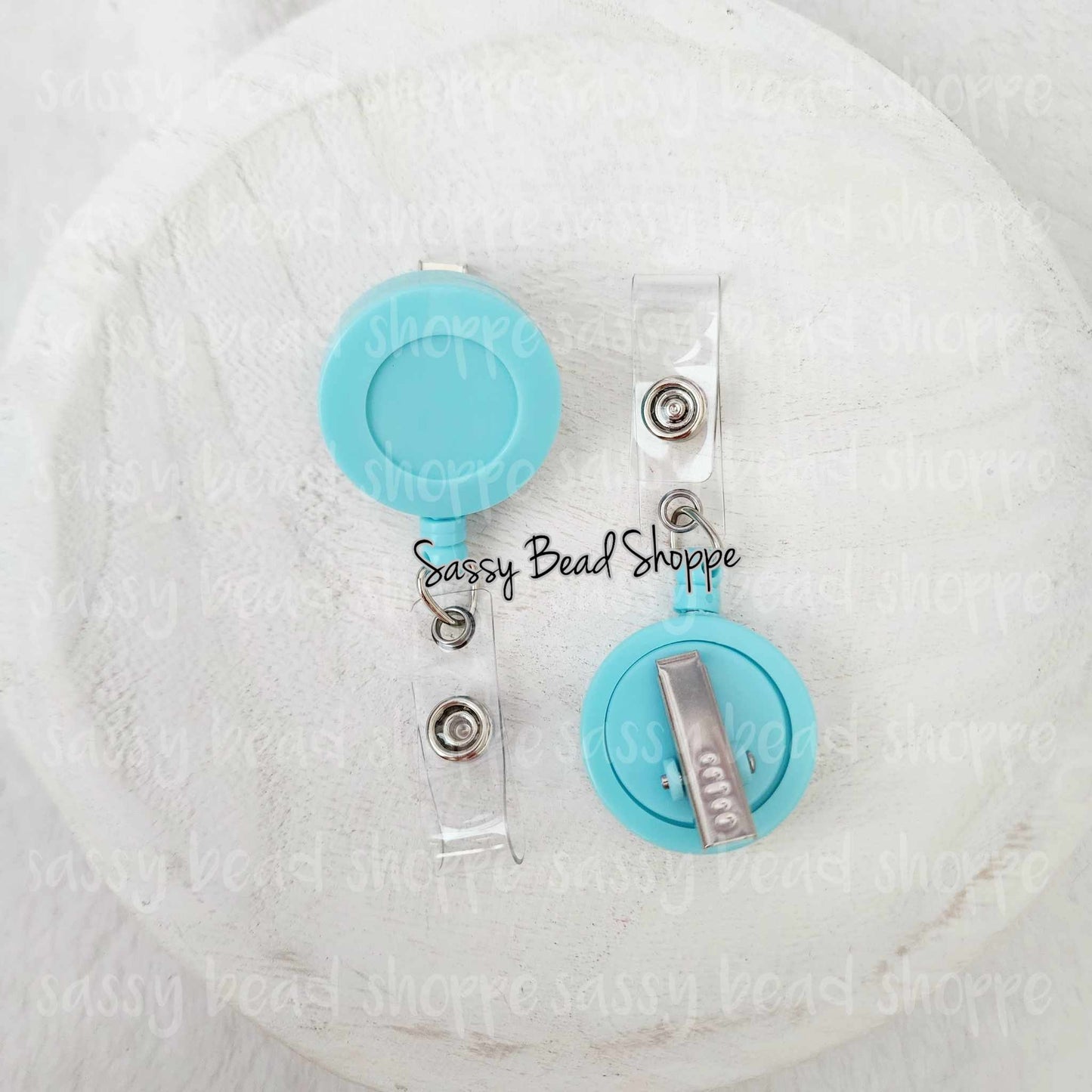 Sassy Bead Shoppe Light Blue Badge Reel