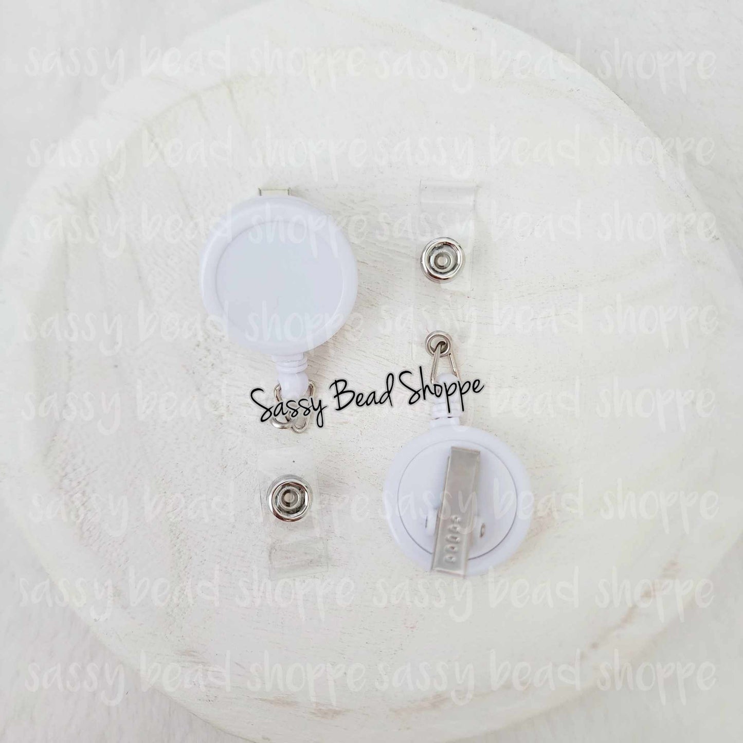White Badge Reel - Sassy Bead Shoppe