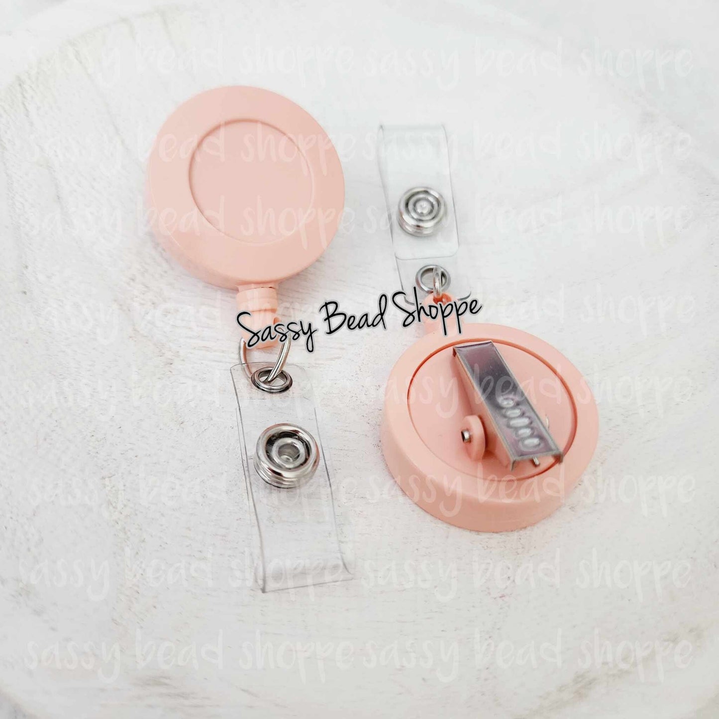 Peach Badge Reel - Sassy Bead Shoppe