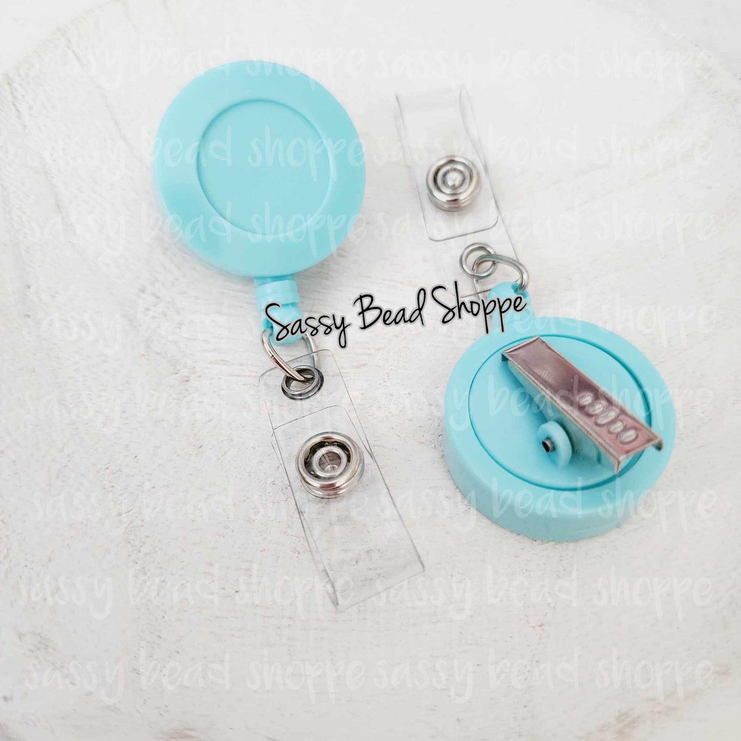 Light Blue Badge Reel - Sassy Bead Shoppe