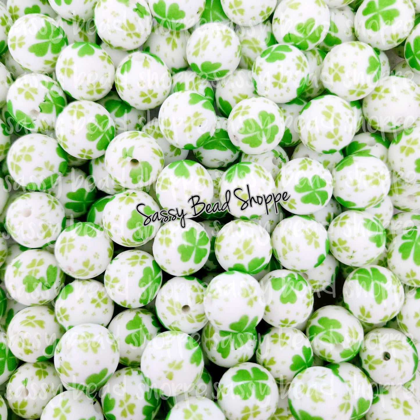 15mm Shamrocks Silicone Beads - Sassy Bead Shoppe
