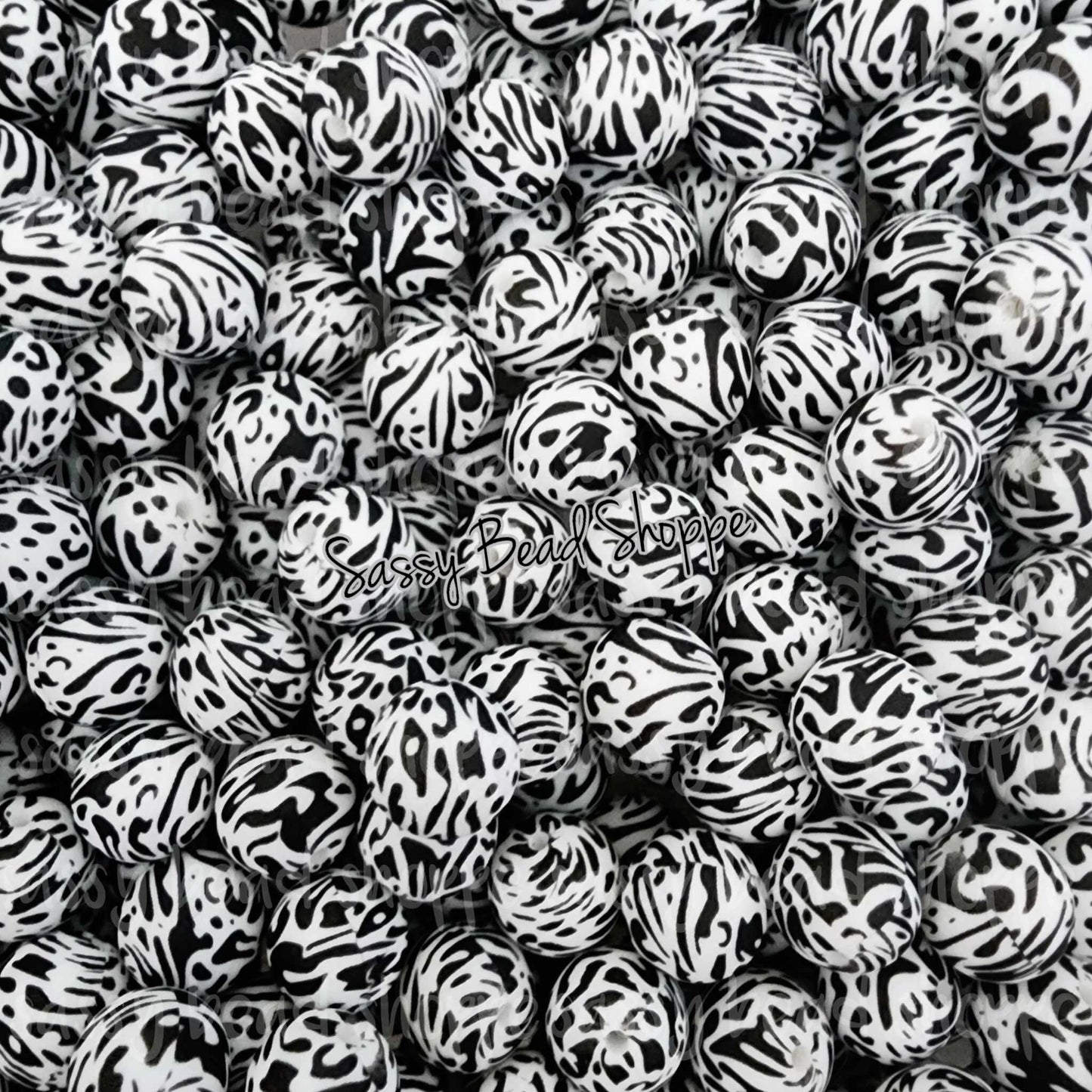 15mm Zebra Silicone Beads - Sassy Bead Shoppe
