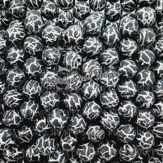 15mm Black Crackle Silicone Beads - Sassy Bead Shoppe