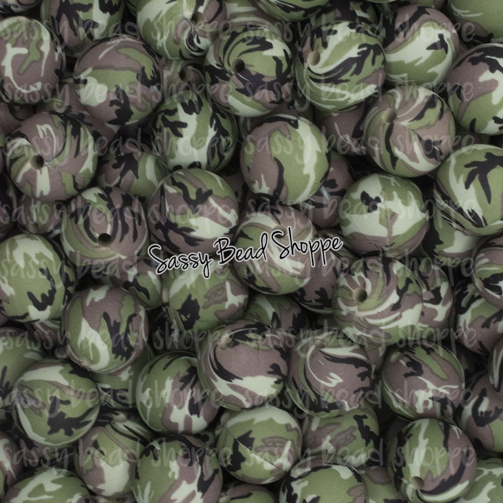 15mm Camo Silicone Beads, - Sassy Bead Shoppe