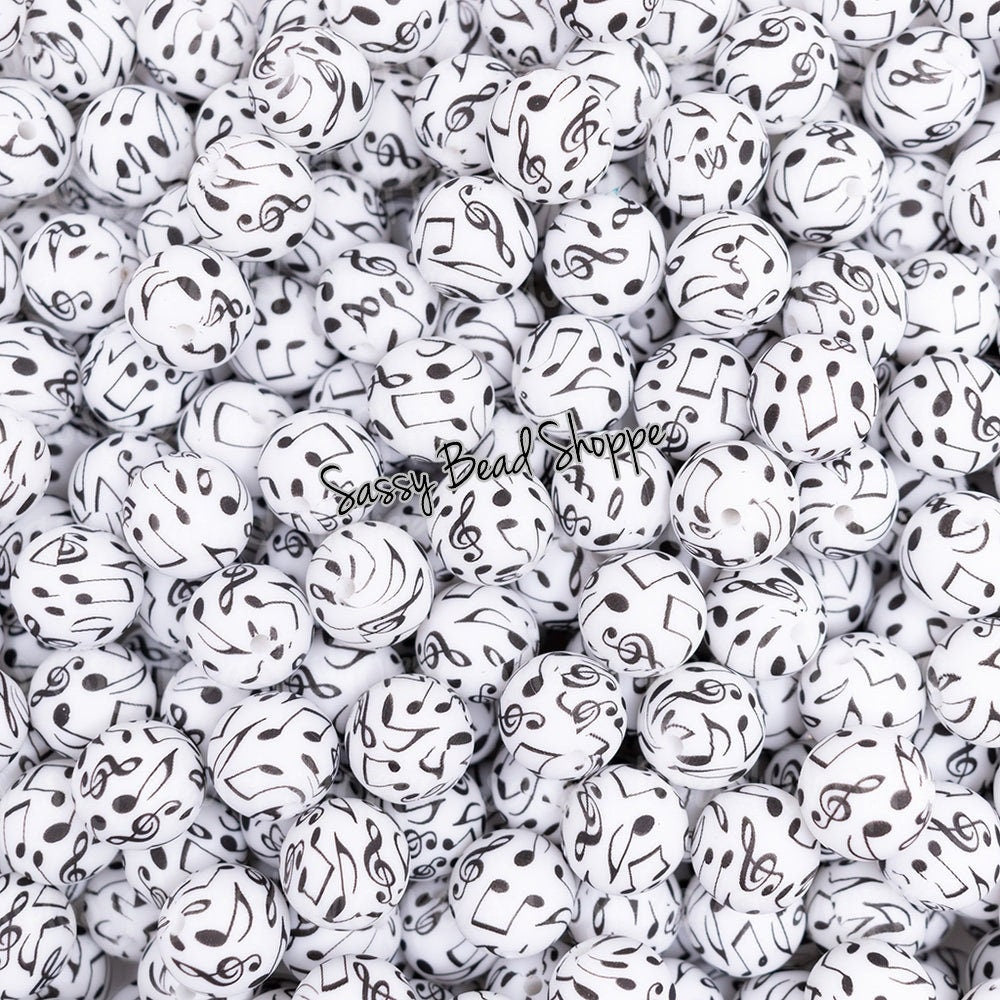 15mm Music Notes Silicone Beads - Sassy Bead Shoppe