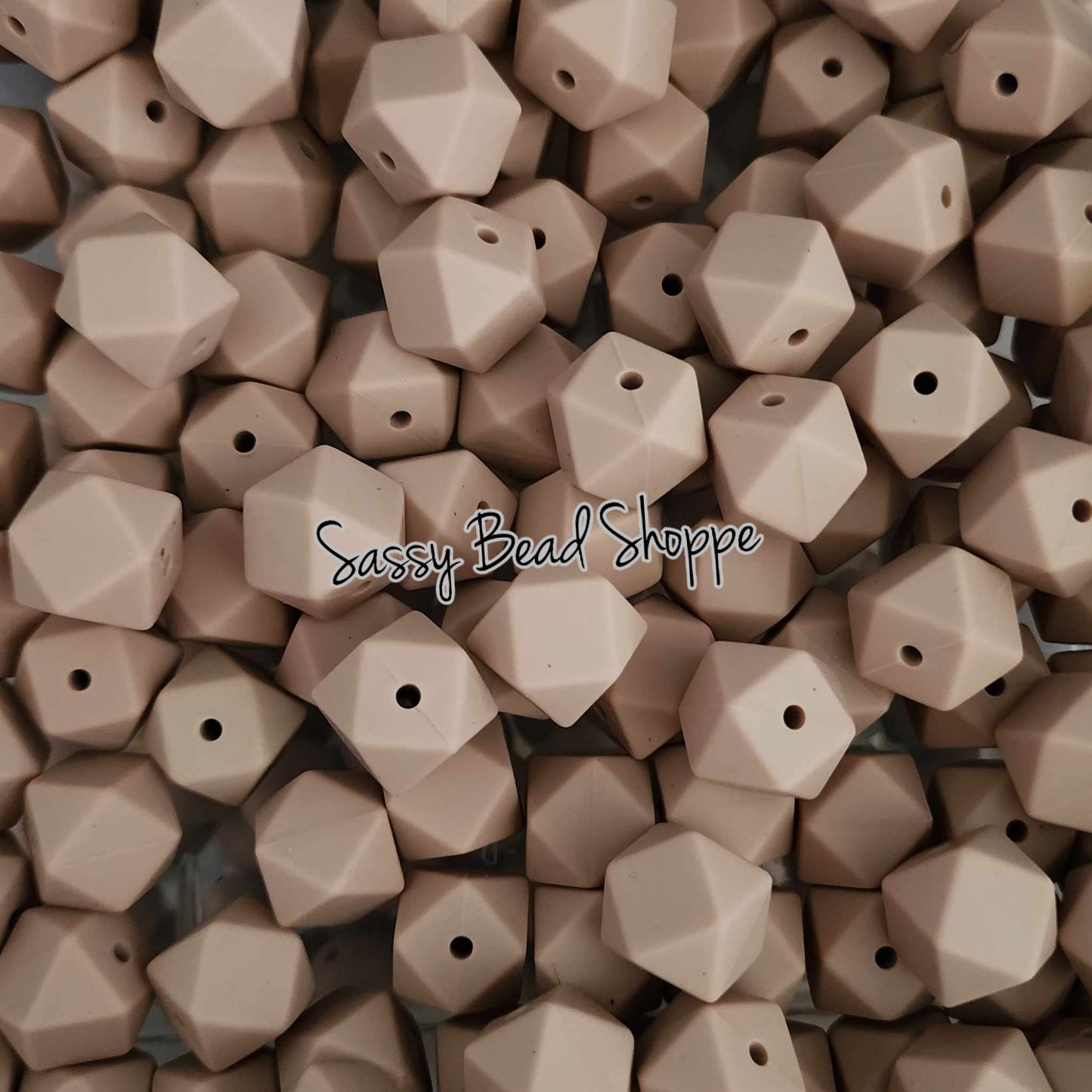 Taupe 14mm Hexagon Silicone Beads - Sassy Bead Shoppe