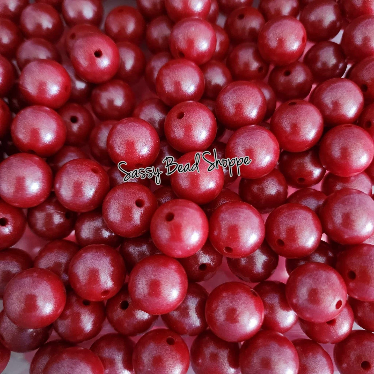 15mm Cranberry Shimmer Silicone Beads - Sassy Bead Shoppe