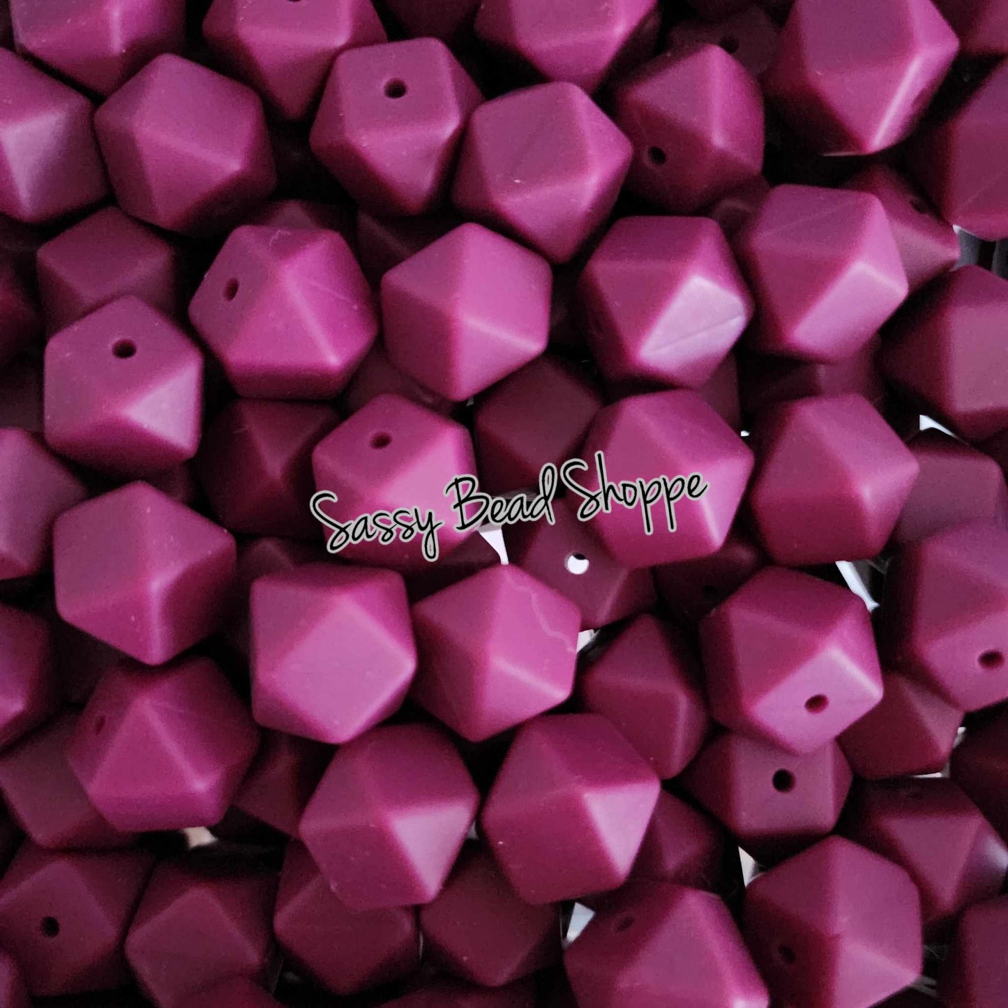 Wine 14mm Hexagon Silicone Beads - Sassy Bead Shoppe