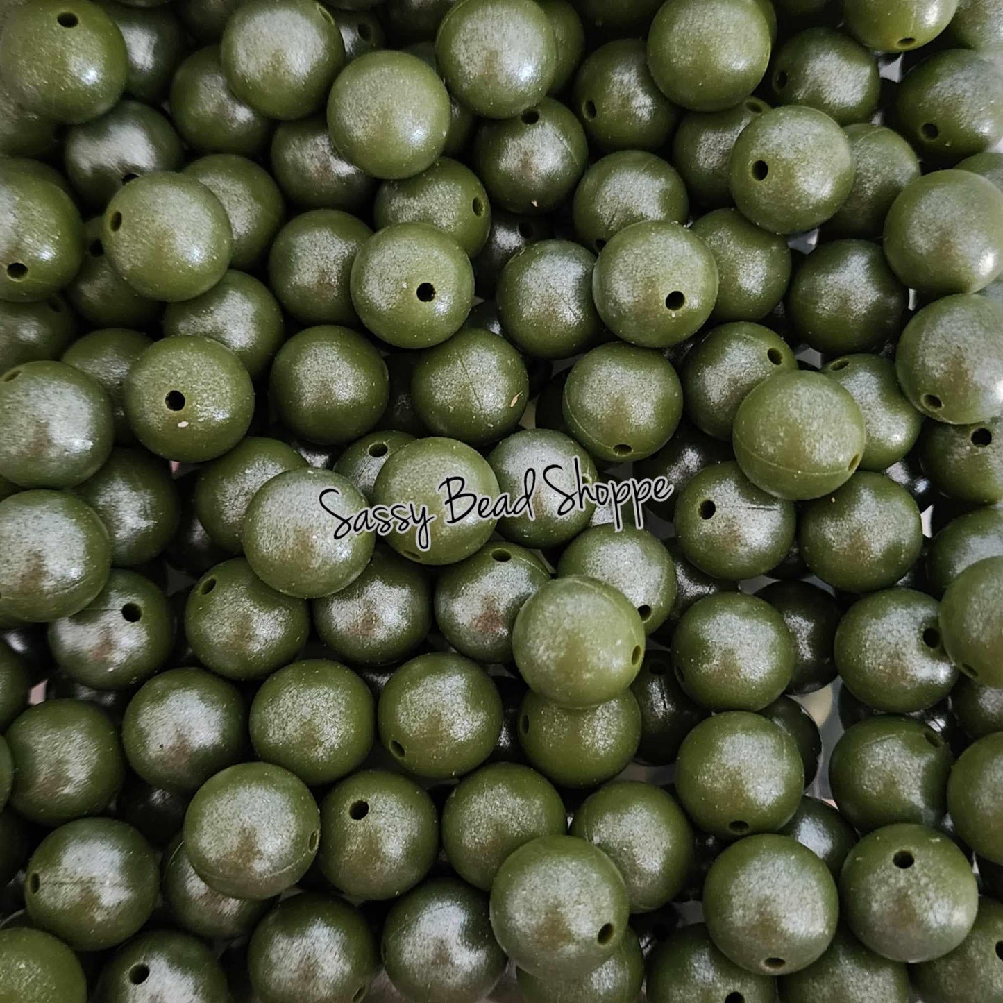 15mm Army Green Shimmer Silicone Beads - Sassy Bead Shoppe