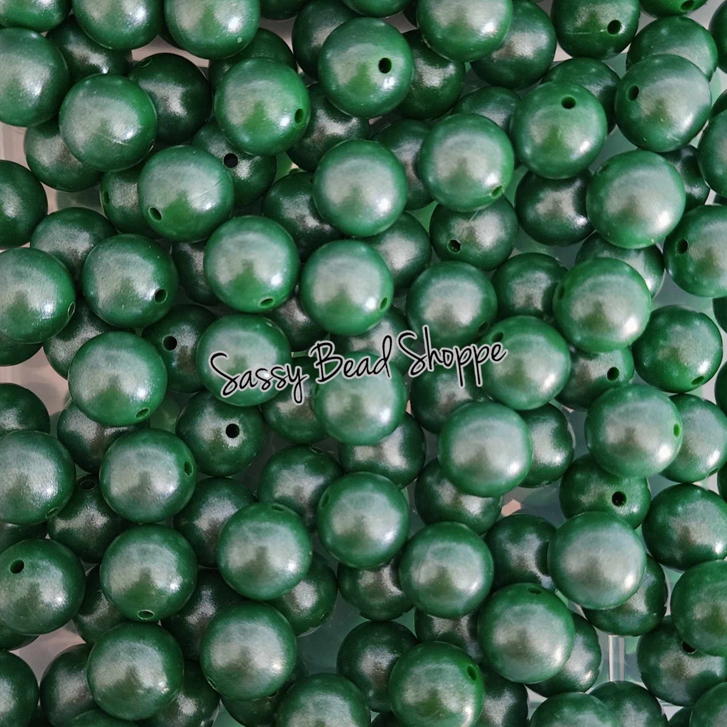 15mm Dark Green Shimmer Silicone Beads - Sassy Bead Shoppe