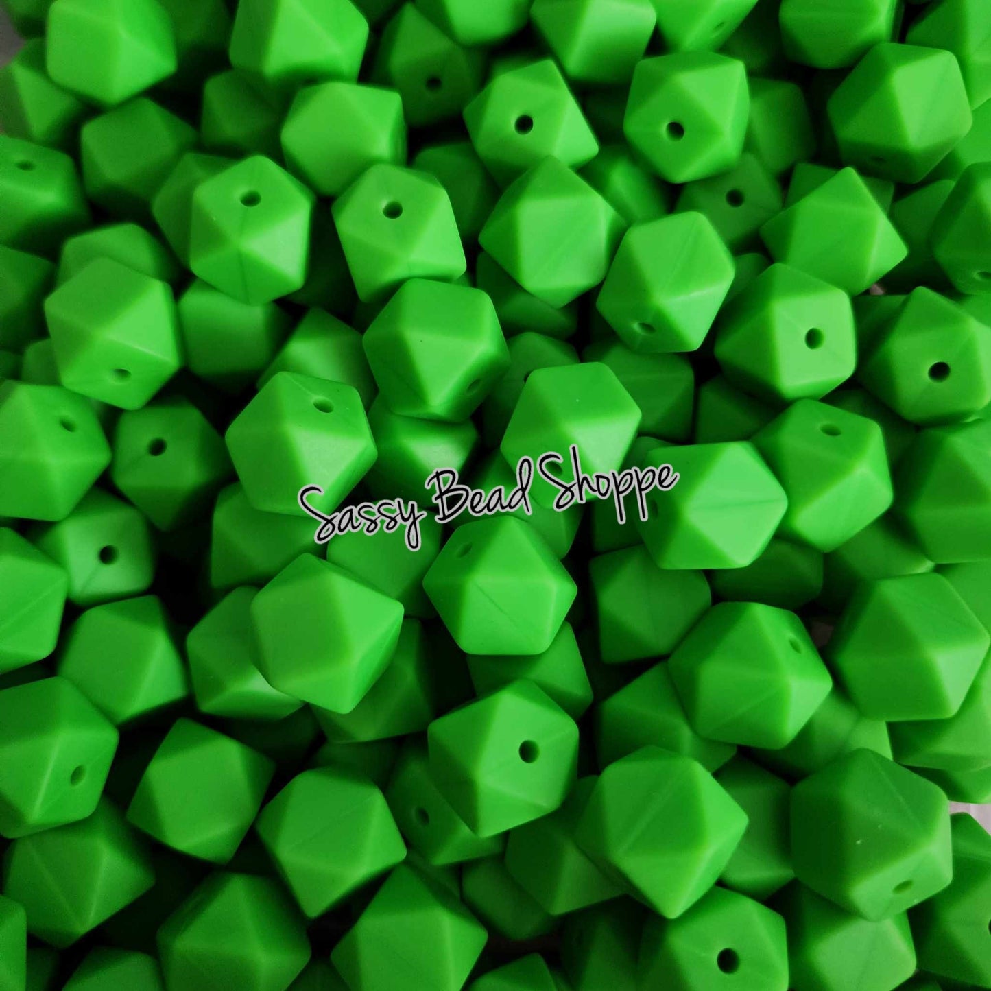 Green 13mm Hexagon Silicone Beads - Sassy Bead Shoppe