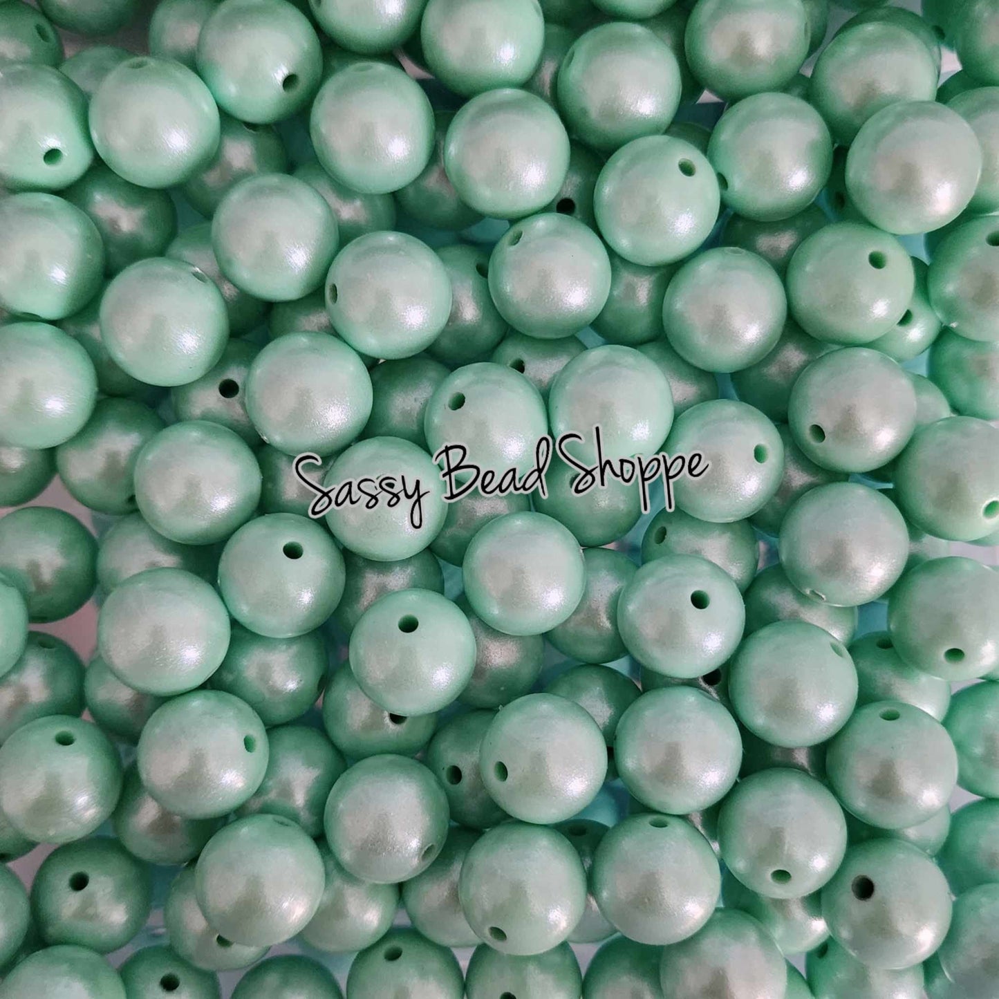15mm Mint Shimmer Silicone Beads - Sassy Bead Shoppe
