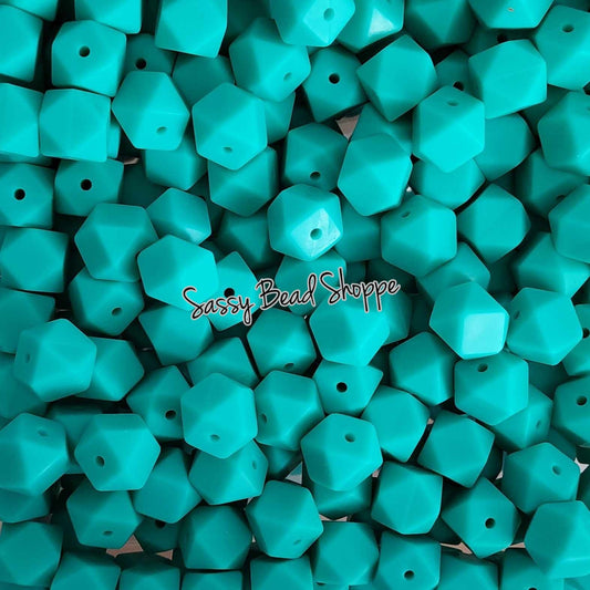 Sassy Bead Shoppe Lake Blue Hexagon Silicone Beads