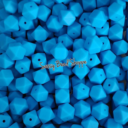 Sassy Bead Shoppe Bright Blue Hexagon Silicone Beads