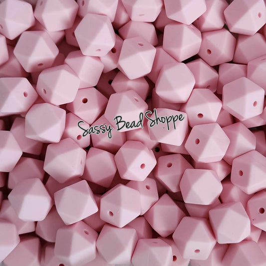 Sassy Bead Shoppe Powder Pink Hexagon Silicone Beads