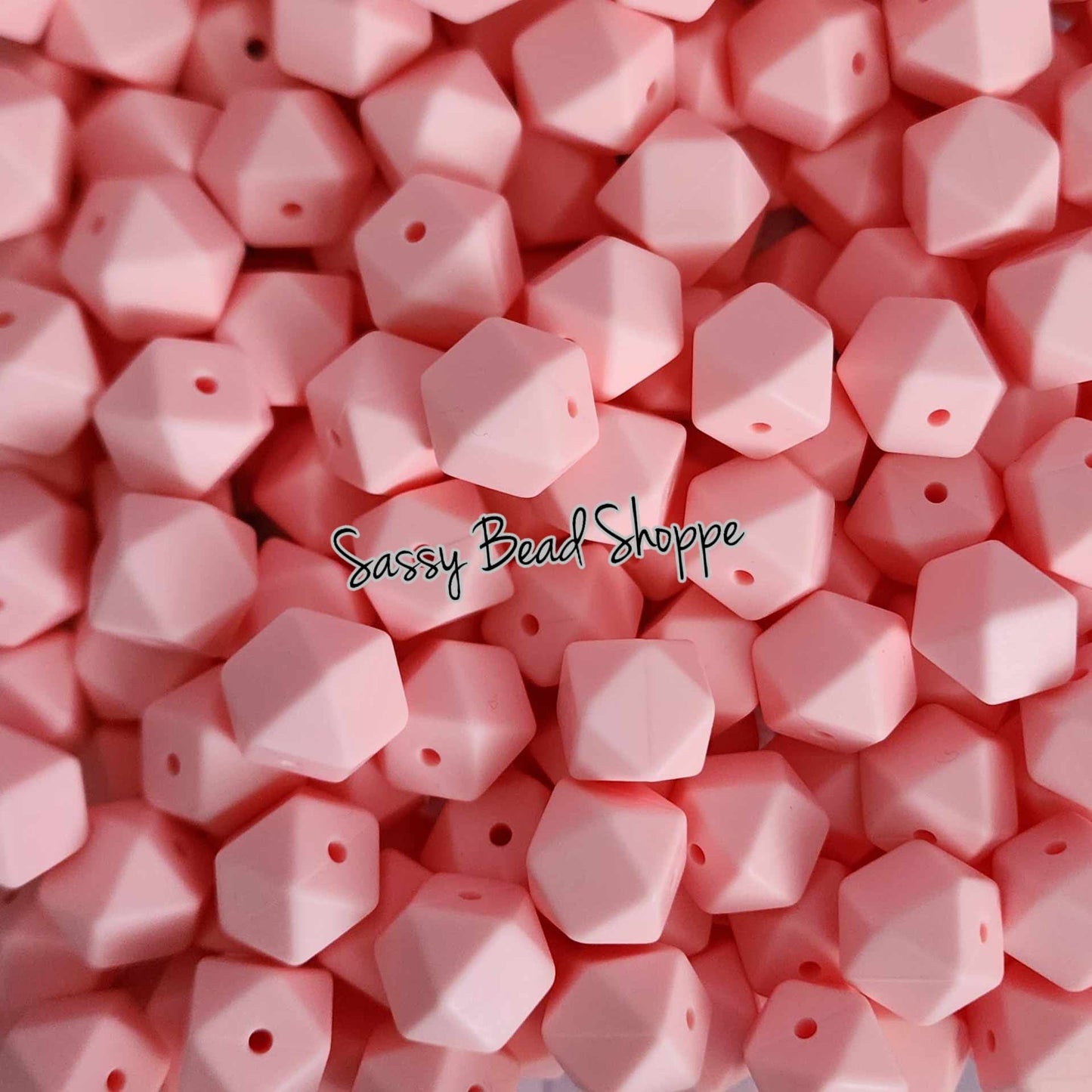 Baby Pink 14mm Hexagon Silicone Beads - Sassy Bead Shoppe