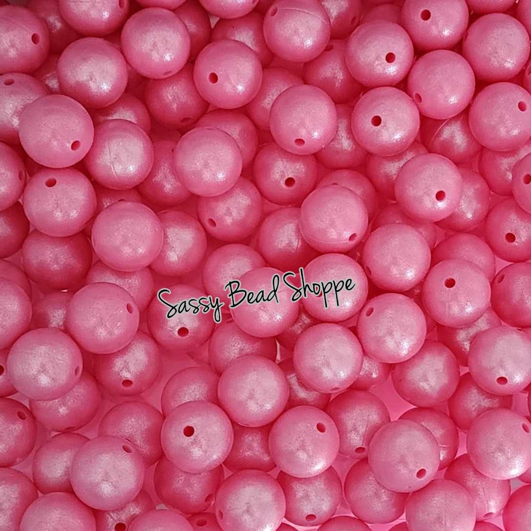 15mm Pink Shimmer Silicone Beads - Sassy Bead Shoppe