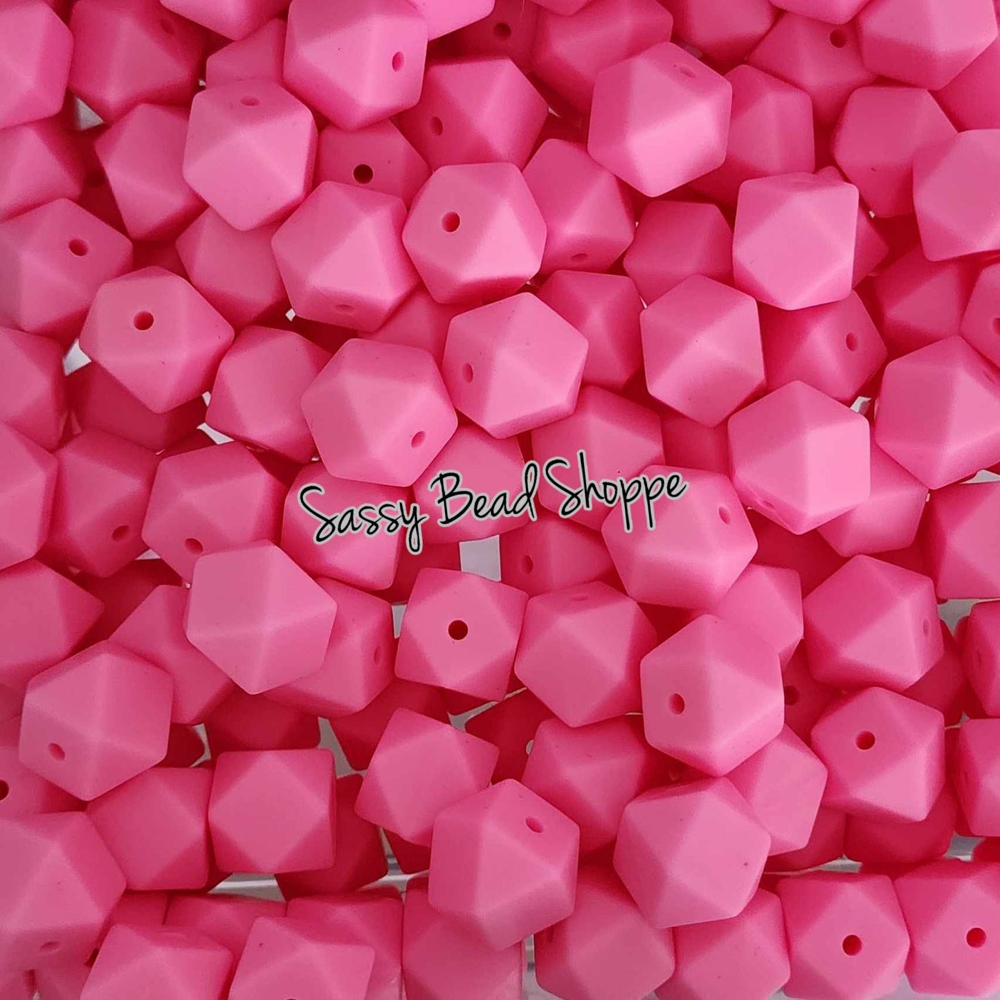 Pink 14mm Hexagon Silicone Beads - Sassy Bead Shoppe