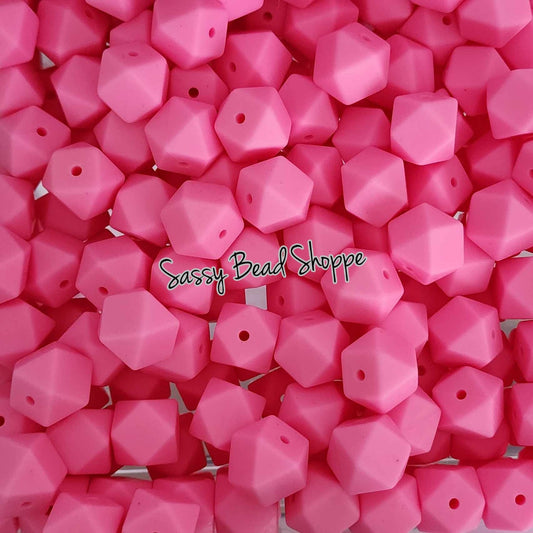 Sassy Bead Shoppe Pink Hexagon Silicone Beads
