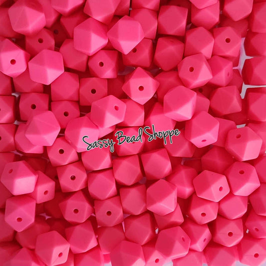 Sassy Bead Shoppe Hot Pink Hexagon Silicone Beads