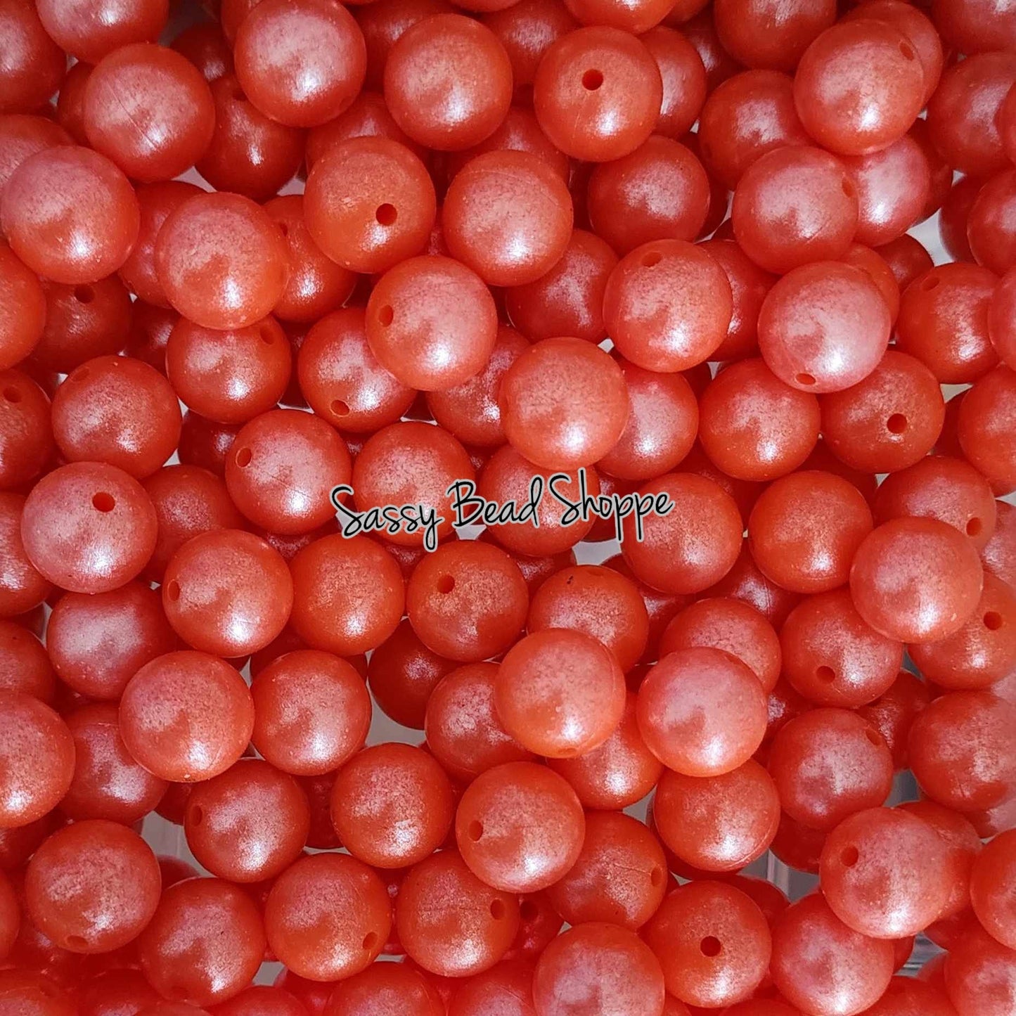 15mm Orange Shimmer Silicone Beads - Sassy Bead Shoppe
