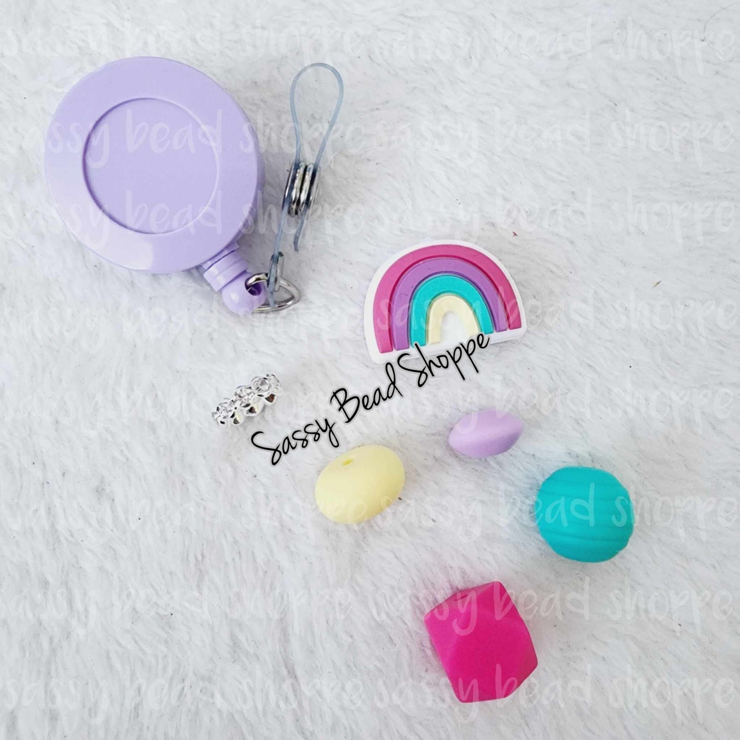Sassy Bead Shoppe Happy Rainbow Badge Reel What you will receive in your kit