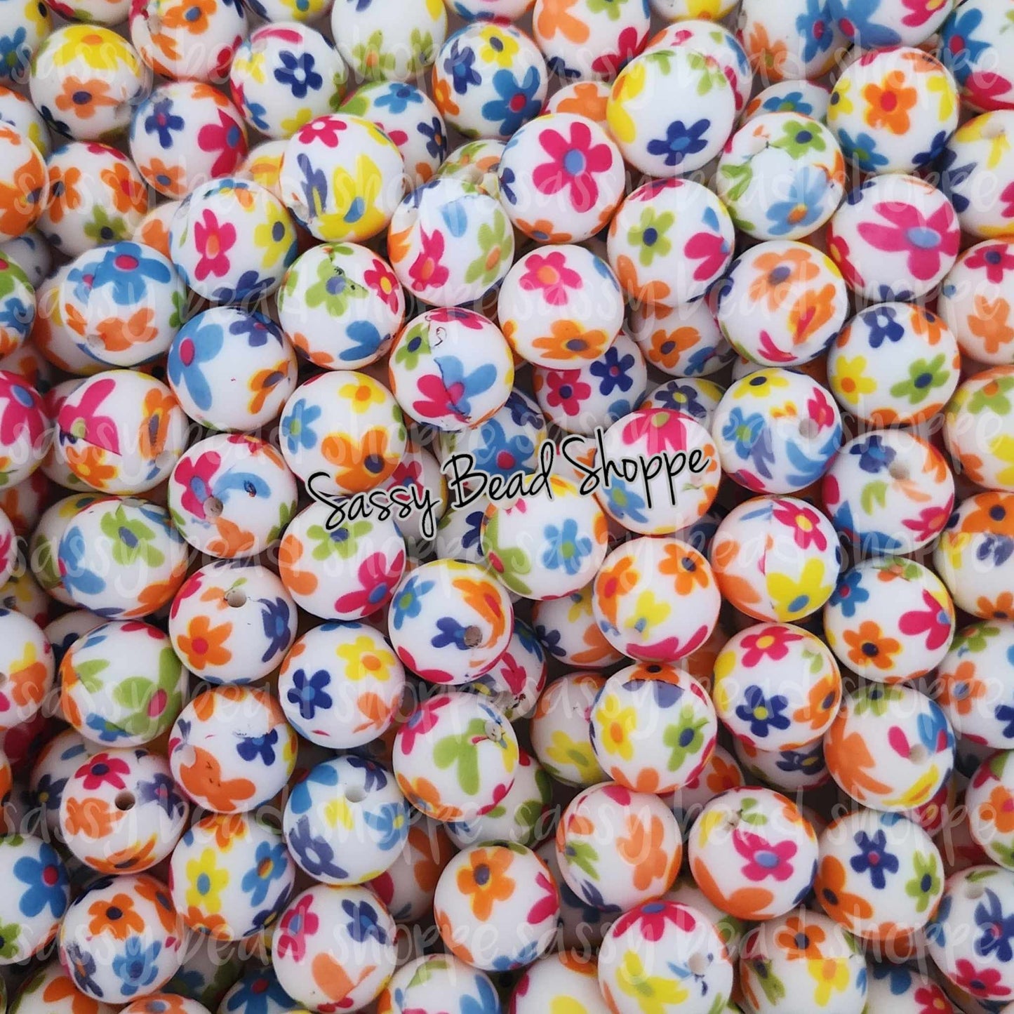 15mm Colorful Flowers Silicone Beads - Sassy Bead Shoppe