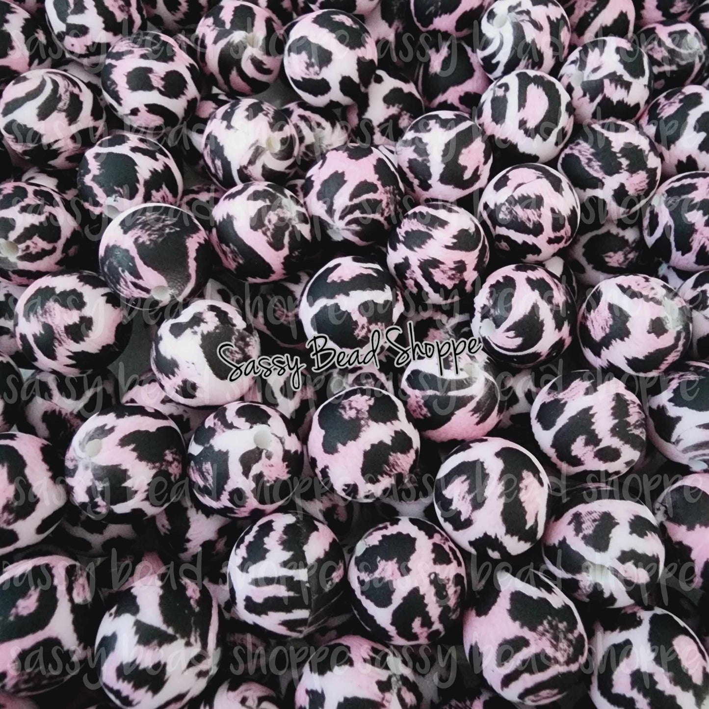 15mm Pink Cheetah Silicone Beads - Sassy Bead Shoppe