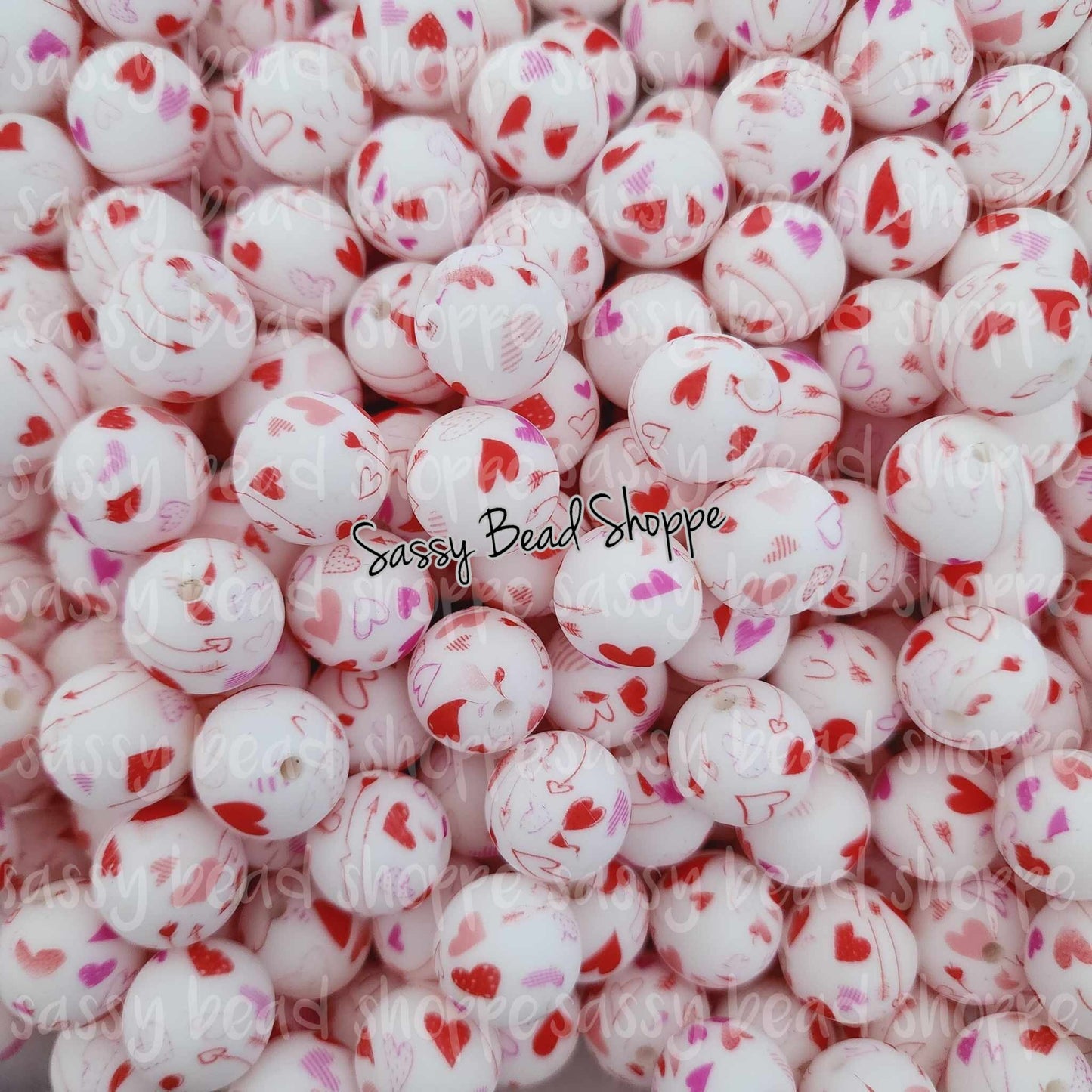 15mm Heart & Arrows Silicone Beads - Sassy Bead Shoppe
