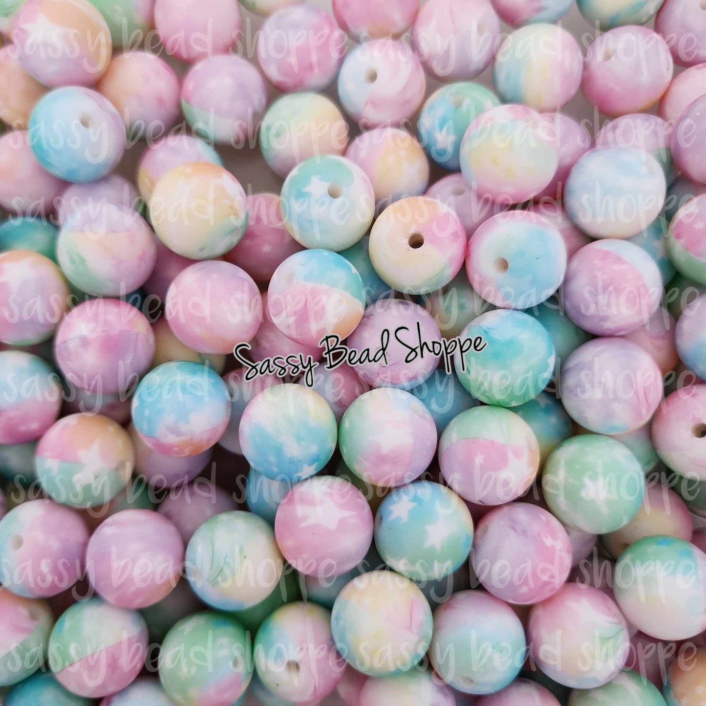 15mm Pastel Star Silicone Beads - Sassy Bead Shoppe
