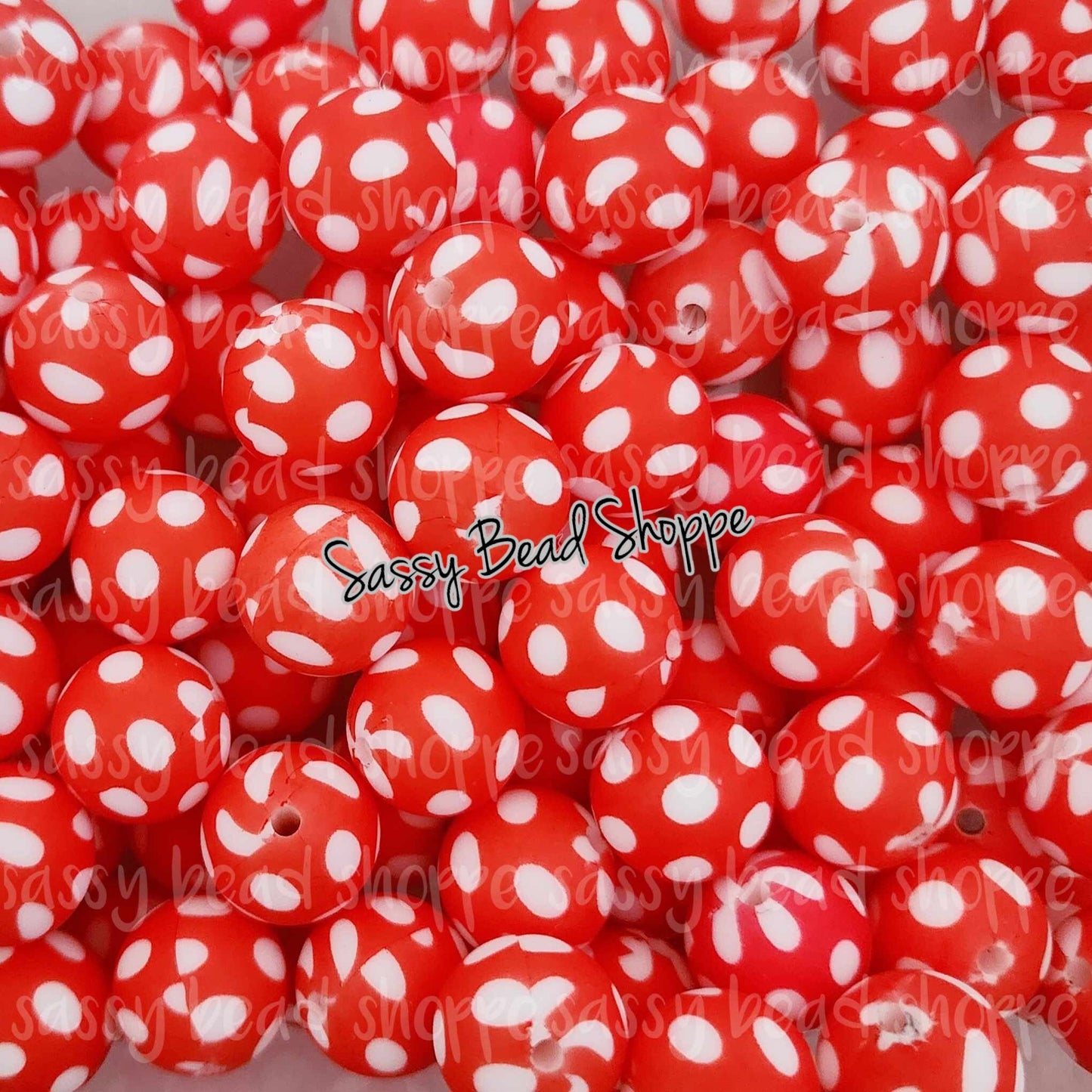 15mm Red Polka Dot Silicone Beads - Sassy Bead Shoppe