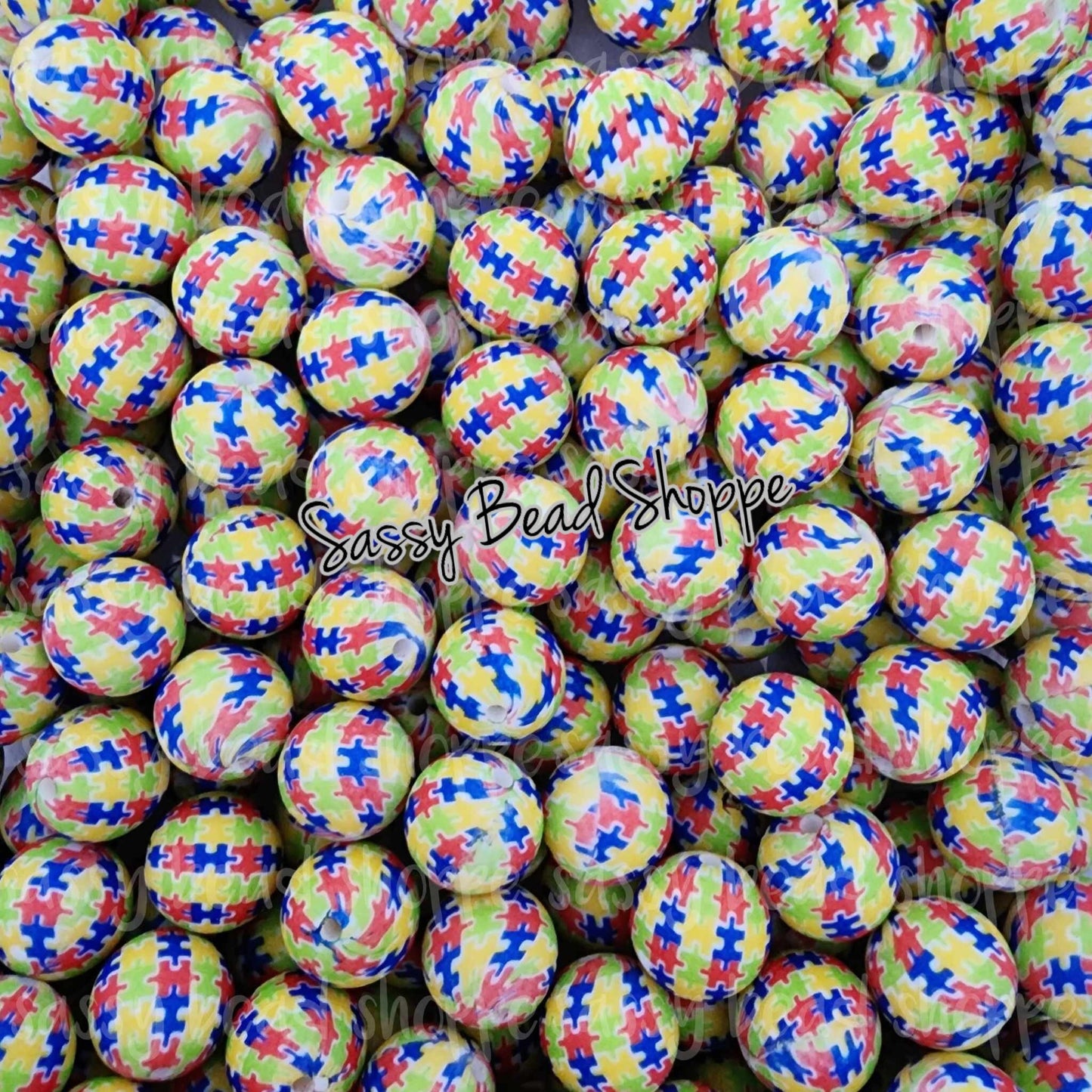 15mm Puzzle Piece Silicone Beads - Sassy Bead Shoppe