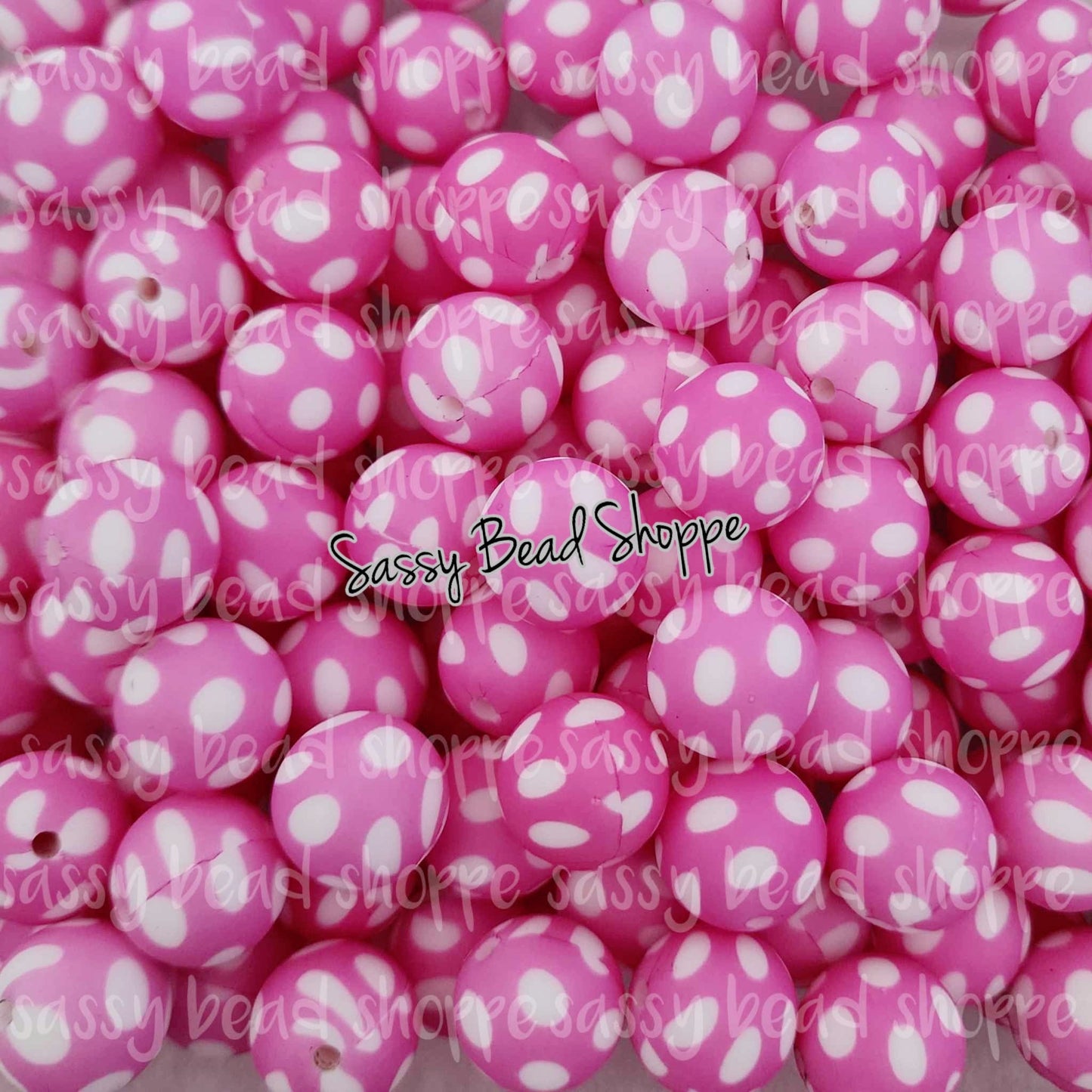 15mm Hot Pink Polka Dot Silicone Beads - Sassy Bead Shoppe