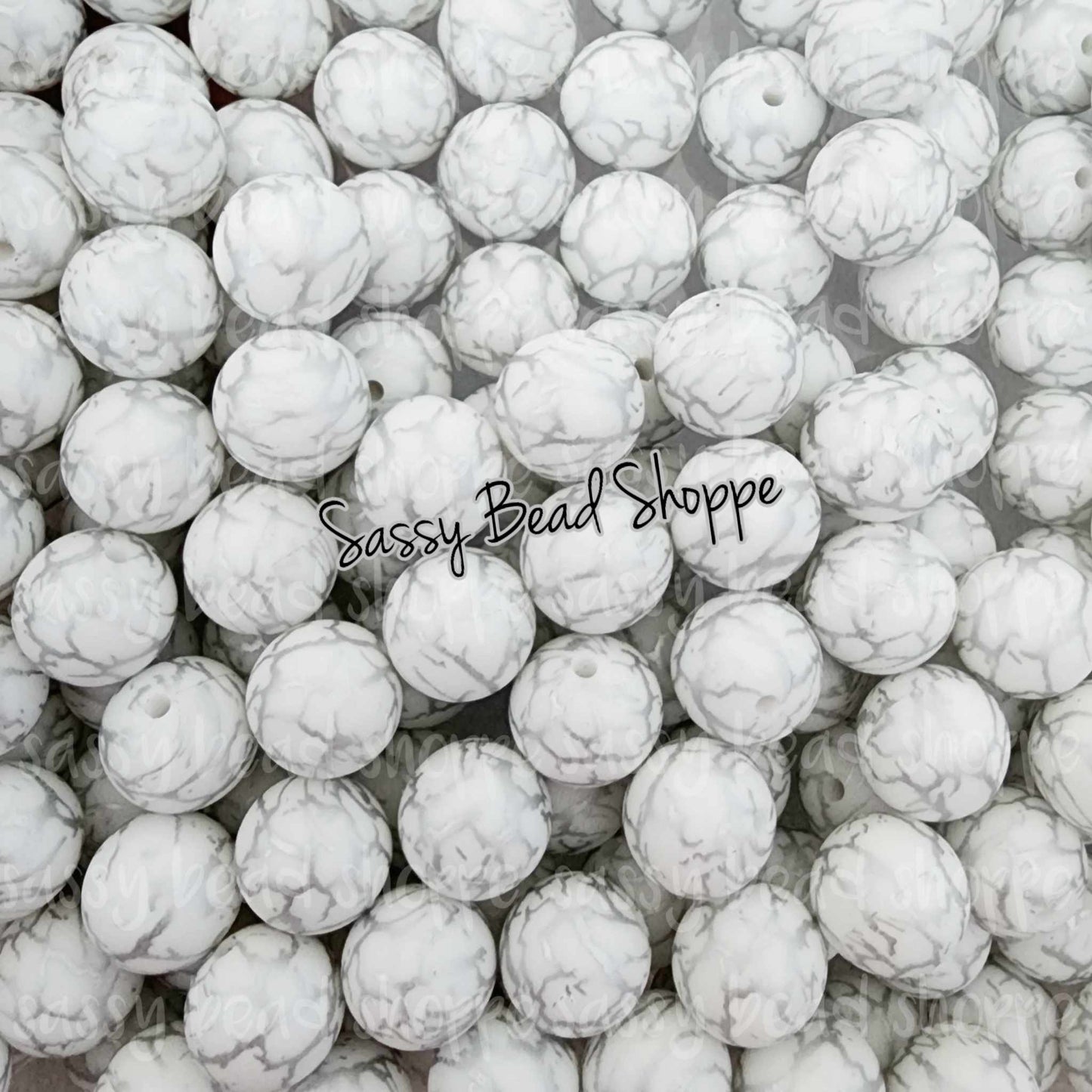 15mm White Crackle Silicone Beads - Sassy Bead Shoppe