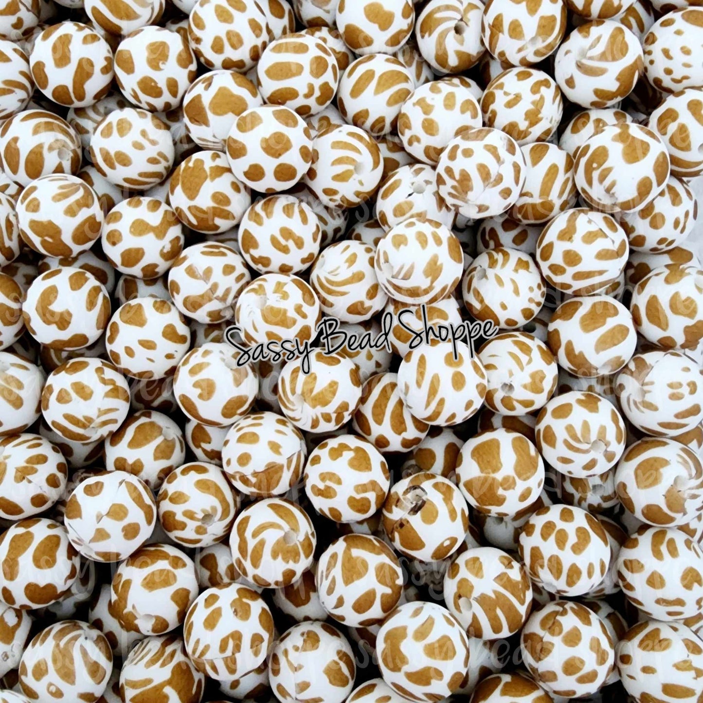 15mm Caramel Cow Silicone Beads - Sassy Bead Shoppe