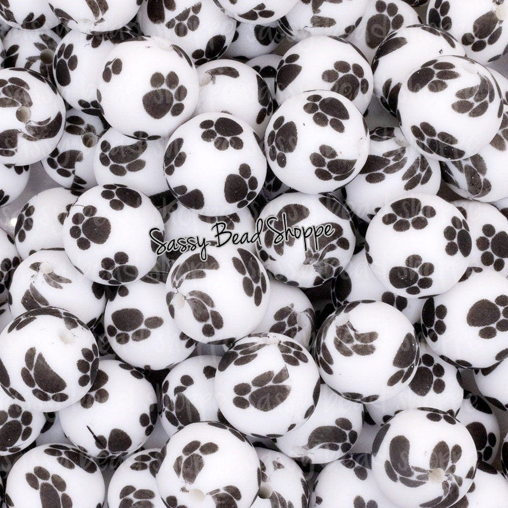 15mm Paw Print Silicone Beads - Sassy Bead Shoppe