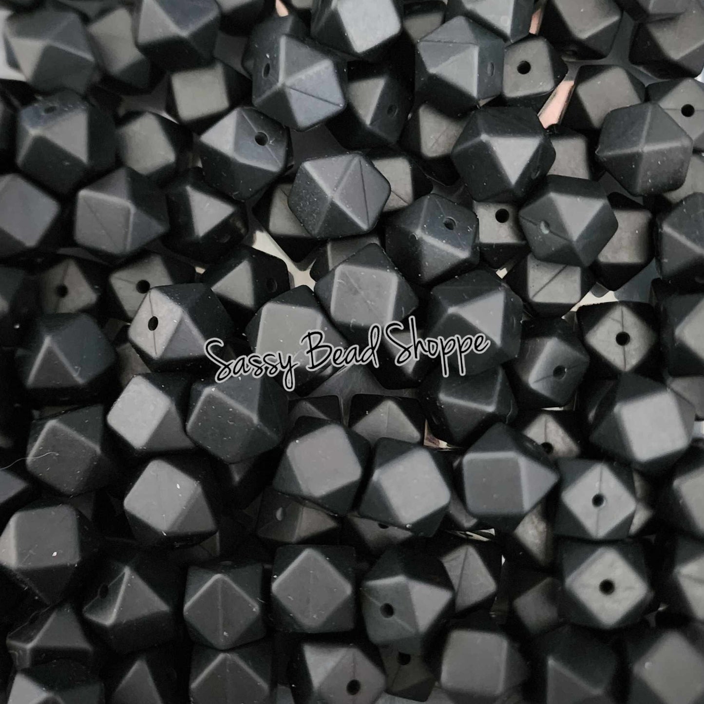 Black 14mm Hexagon Silicone Beads - Sassy Bead Shoppe