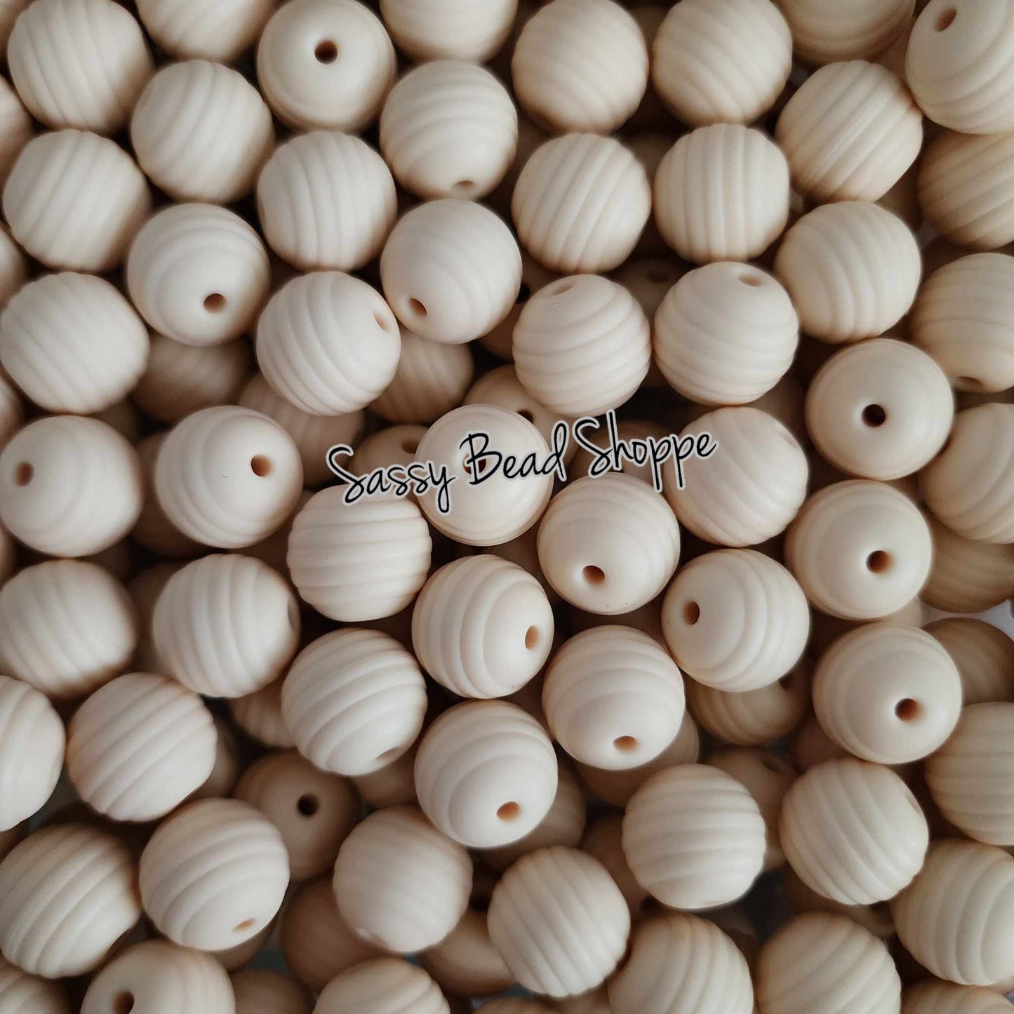 15mm Oatmeal Stripe Silicone Beads - Sassy Bead Shoppe