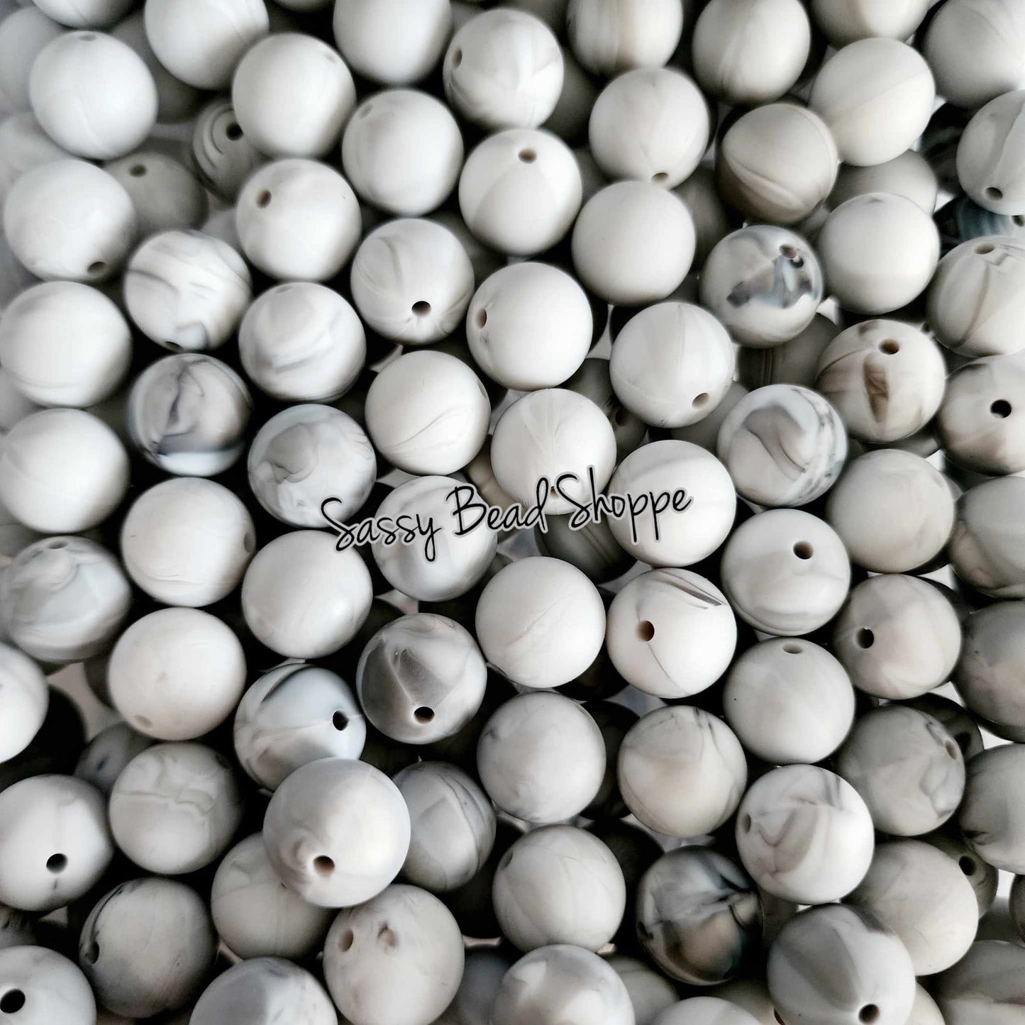 15mm Gray Marble Silicone Beads - Sassy Bead Shoppe
