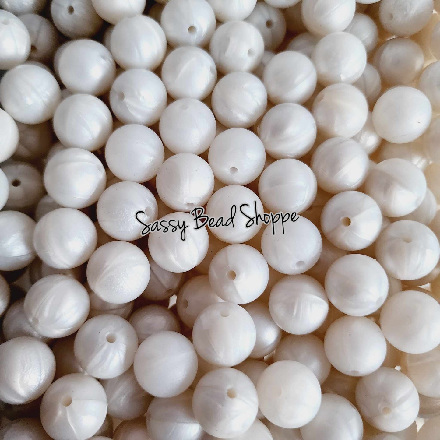 15mm White Pearl Silicone Beads - Sassy Bead Shoppe