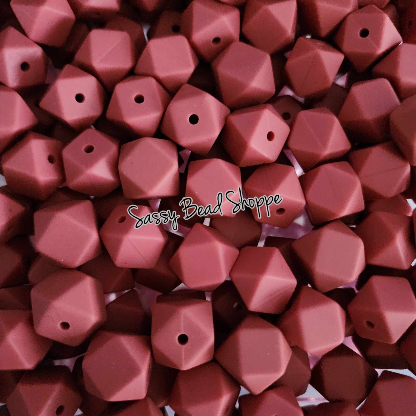 Light Maroon 14mm Hexagon Silicone Beads - Sassy Bead Shoppe