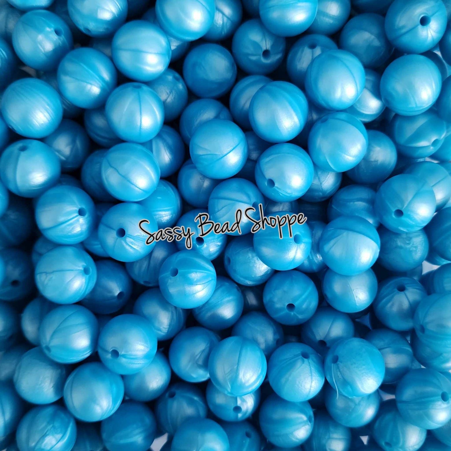15mm Blue Pearl Silicone Beads - Sassy Bead Shoppe
