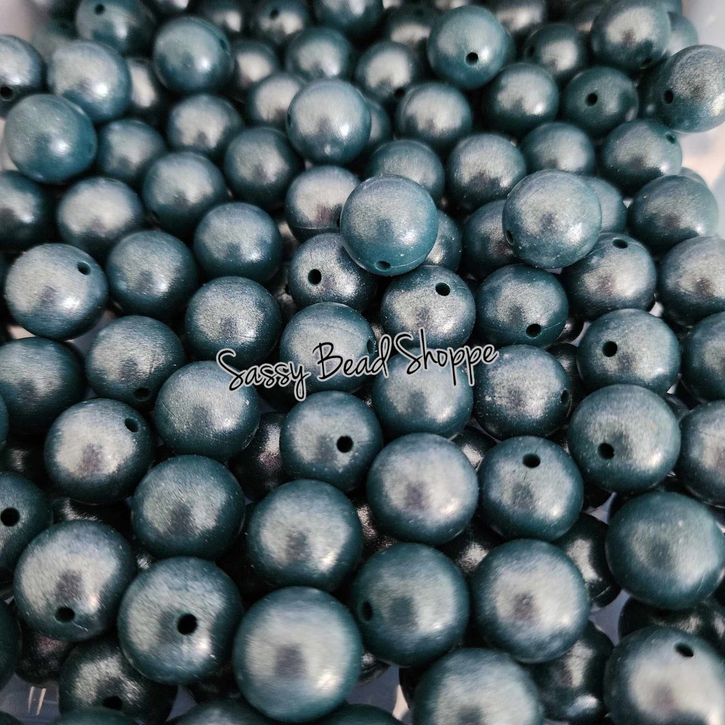 15mm Blue Shimmer Silicone Beads - Sassy Bead Shoppe