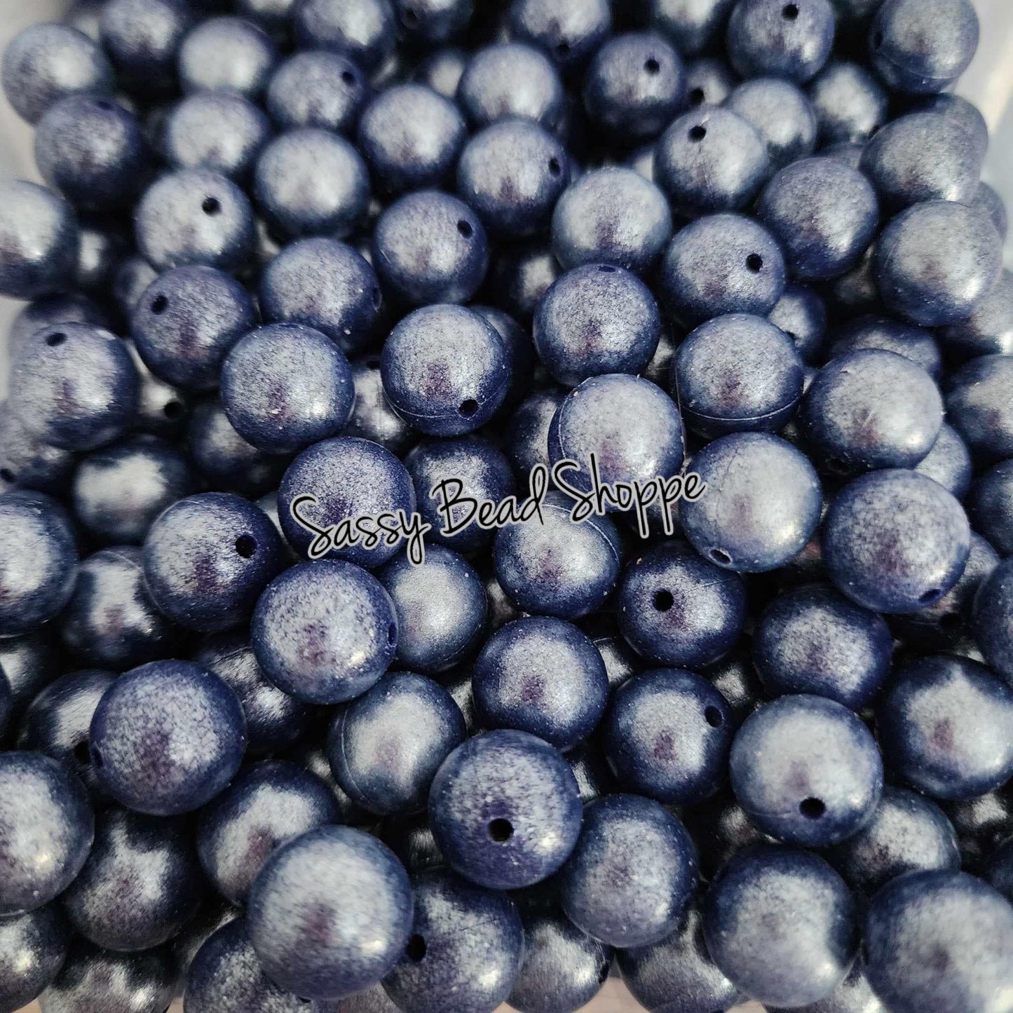 15mm Navy Shimmer Silicone Beads - Sassy Bead Shoppe