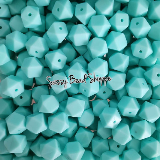 Sassy Bead Shoppe Aqua Hexagon Silicone Beads
