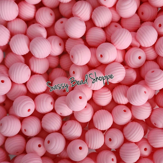 Sassy Bead Shoppe Candy Pink Stripe Silicone Beads