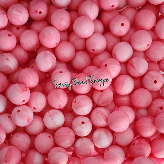 Sassy Bead Shoppe Pink Marble Silicone Beads