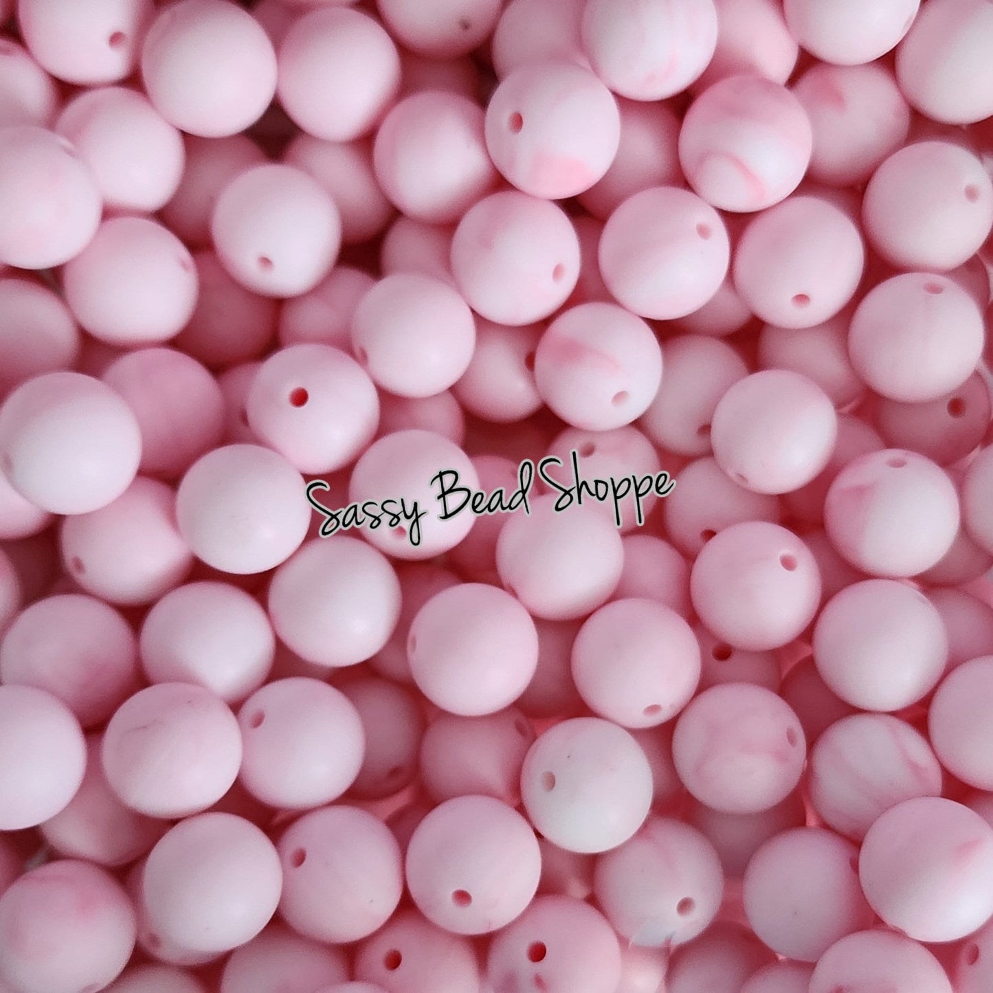 15mm Light Pink Marble Silicone Beads - Sassy Bead Shoppe