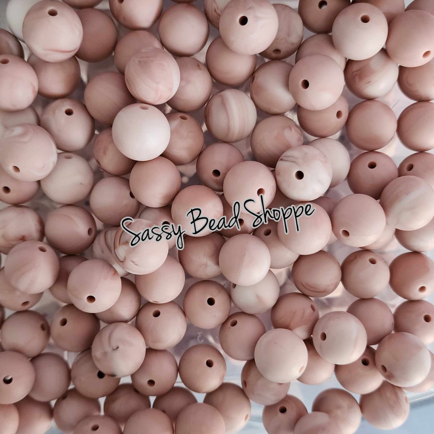 15mm Mauve Marble Silicone Beads - Sassy Bead Shoppe